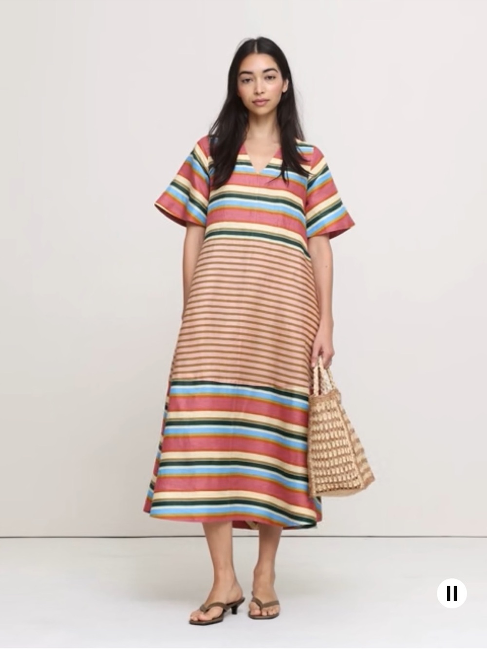 Banana Republic Linen Trapeze Midi dress Multicolor Striped Midi Dress - Picture 4 of 4